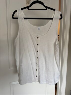 Old Navy White Button-Front Scoop Tank